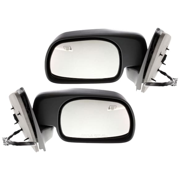Driver and Passenger Side Mirror, Power Adjust, Heated, Manual Folding, Textured Black, No Signal Light, No Memory, No Puddle Light, No Auto-Dim, No Blind Spot Feature