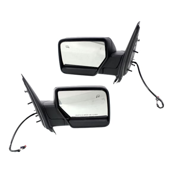 Driver and Passenger Side Mirror, Power Adjust, Heated, Manual Folding, Textured Black, No Signal Light, No Memory, With Puddle Light, No Auto-Dim, No Blind Spot Feature