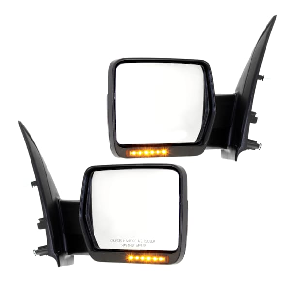 Driver and Passenger Side Mirror, Power Adjust, Heated, Power Folding, Chrome, In-housing Signal Light, With Memory, With Puddle Light, No Auto-Dim, No Blind Spot Feature