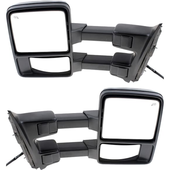 Driver and Passenger Side Towing Mirror, Power Adjust, Heated, Power Folding, With 1 Chrome and 1 Paintable Cap, In-housing Signal Light, With Memory, No Puddle Light, No Auto-Dim