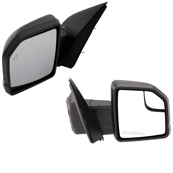 Driver and Passenger Side Mirror, Power Adjust, Heated, Manual Folding, Textured Black, In-housing Signal Light, No Memory, Driver Side - With Puddle Light; Passenger Side - No Puddle Light