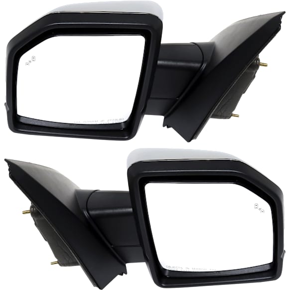 Driver and Passenger Side Mirror, Power Adjust, Heated, Power Folding, Chrome, In-housing Signal Light, With Memory, With Puddle Light, No Auto-Dim, With Blind Spot Detection in Glass