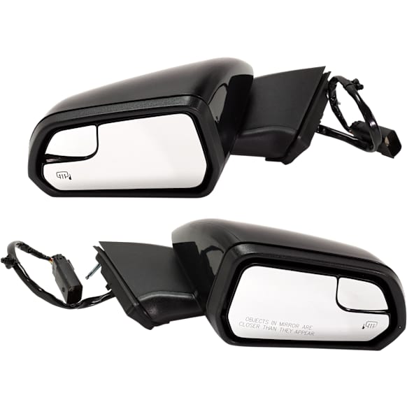 Driver and Passenger Side Mirror, Power Adjust, Heated, Manual Folding, Paintable, In-housing Signal Light, No Memory, With Puddle Light, No Auto-Dim, With Blind Spot Glass