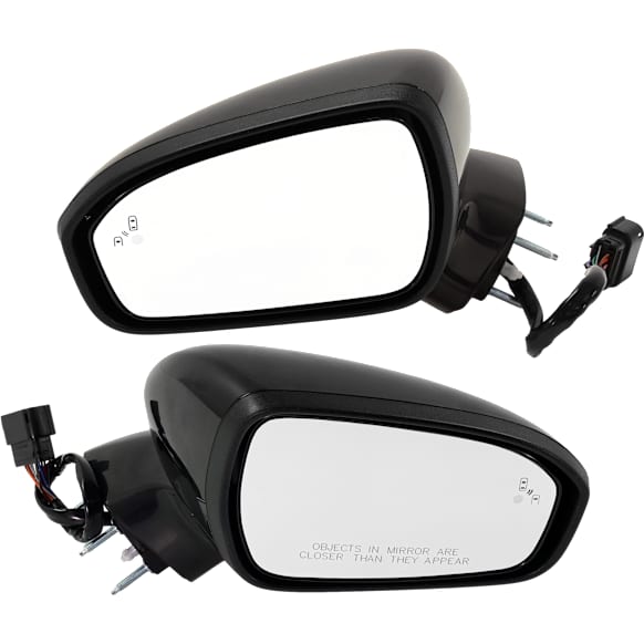 Driver and Passenger Side Mirrors, Power Adjust, Manual Folding, Heated, Paintable, In-housing Signal Light, With memory, With Puddle Light, No Auto-Dimming, With Blind Spot Detection in Glass