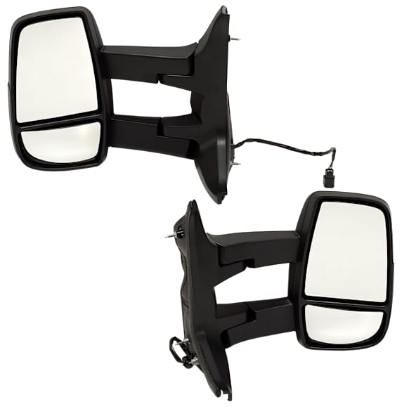 Driver and Passenger Side Towing Mirror, Power Adjust, Non-Heated, Manual Folding, Textured Black, No Signal Light, Without Memory Recall, No Puddle Light, No Auto-Dimming, No Blind Spot Feature