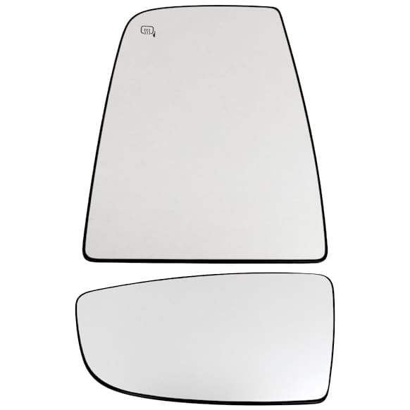2015-2024 Ford Transit-250 - Driver Side, Upper and Lower Mirror Glasses, Heated Upper Glass, Non-Heated Lower Glass, No Blind Spot Feature, In-glass Signal Light Upper Glass, No Turn Signal Light Lower Glass