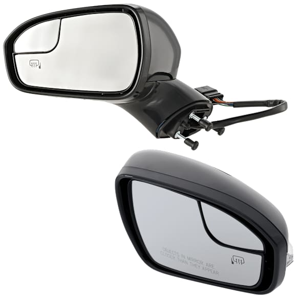 Driver and Passenger Side Mirror, Power Adjust, Heated, Manual Folding, Paintable, In-housing Signal Light, With Memory, With Puddle Light, No Auto-Dim, With Blind Spot Glass