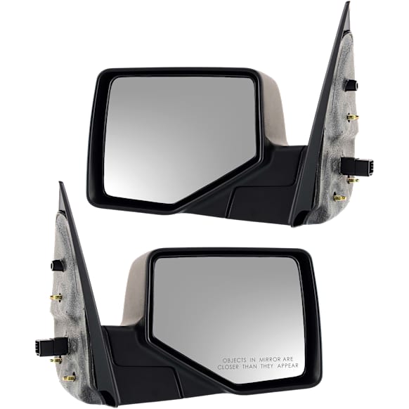 Driver and Passenger Side Non-Towing Mirrors, Power Adjust, Manual Folding, Non-Heated, With 1 Chrome and 1 Paintable Cap, No Signal Light, No Memory, With Puddle Light, No Auto-Dimming