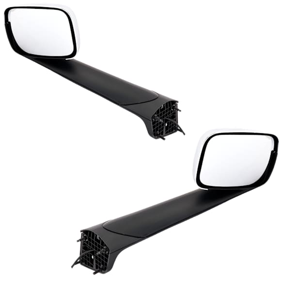 Driver and Passenger Side Hood Mirror, Manual Adjust, Heated, Chrome, No Signal Light Feature