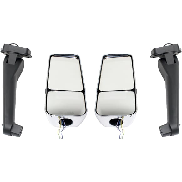 Driver and Passenger Side Mirrors, Power Adjust, Manual Folding, Heated, Chrome, In-housing Signal Light, No Memory, No Puddle Light, No Auto-Dimming, No Blind Spot Feature