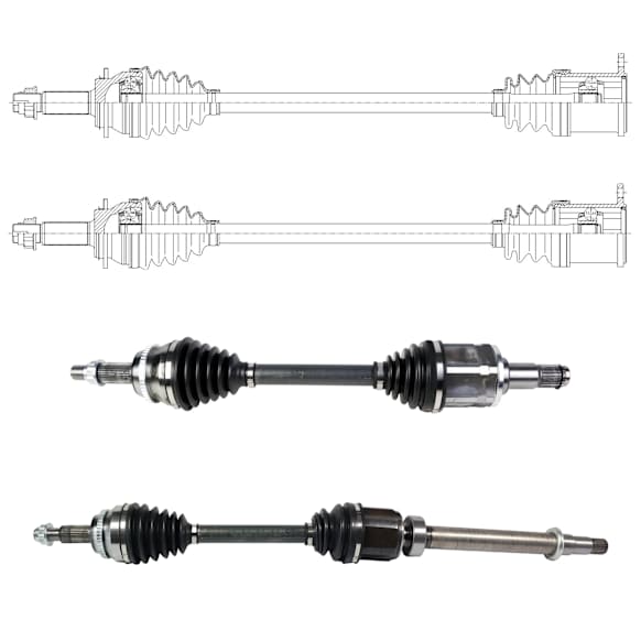 SET-GSPNCV69127-4A Front and Rear, Driver and Passenger Side Axle Assembly - Set of 4, 3.5L, 6Cyl