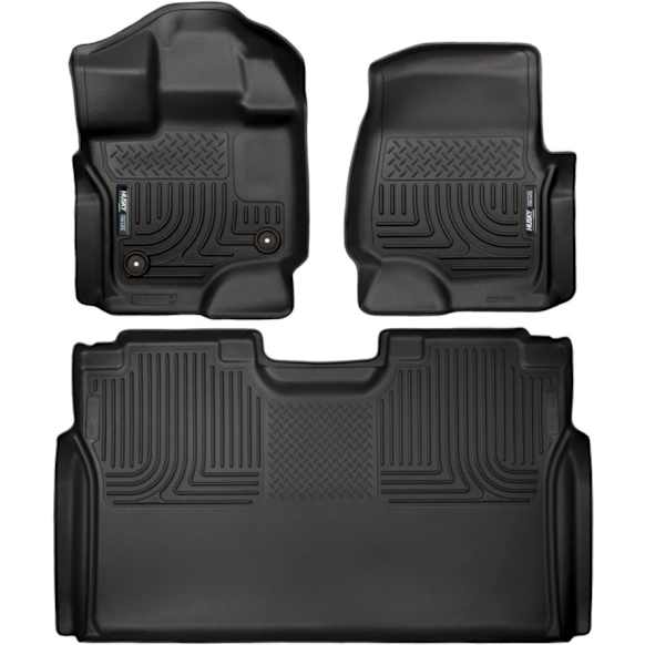 SET-H2118361 Front and Second Row Weatherbeater Series Molded Floor Liner, Black Made of Thermoplastic