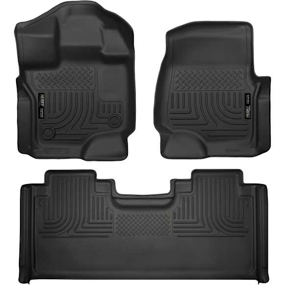 SET-H2119361-3 Front and Second Row Weatherbeater Series Molded Floor Liner, Black Made of Thermoplastic