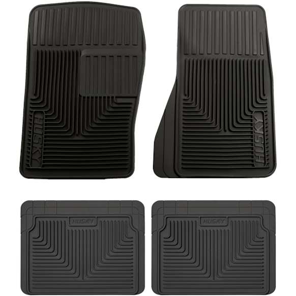 SET-H2151071 Front and Second or Third Row Heavy Duty Series Flat Floor Mat, Black Made of Rubberized Thermoplastic Elastomer