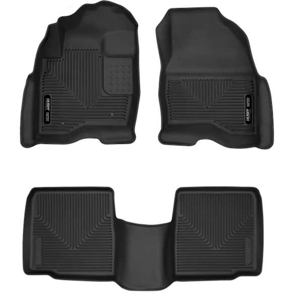 SET-H2153431 Front and Second Row X-act Contour Series Molded Floor Liner, Black Made of Rubberized/Thermoplastic