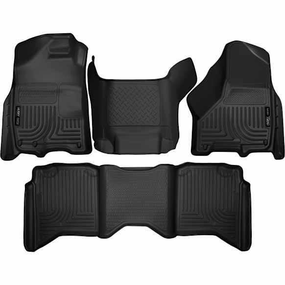 SET-H2199001-4 Front, Rear, and Center Hump Weatherbeater Series Molded Floor Liner, Black Made of Thermoplastic