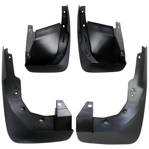 Front and Rear, Driver and Passenger Side Mud Flaps, Black, Plastic