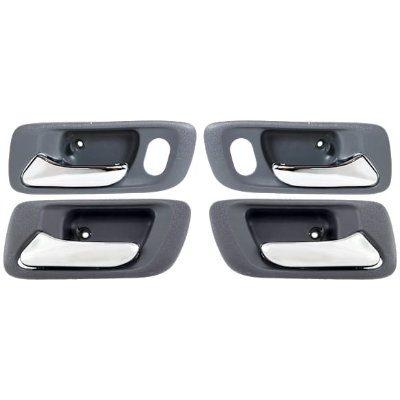 Front and Rear, Driver and Passenger Side Interior Door Handles, Gray bezel with chrome lever, Front Driver and Passenger Side - With door lock hole; Rear Driver and Passenger - Without Door Lock Hole
