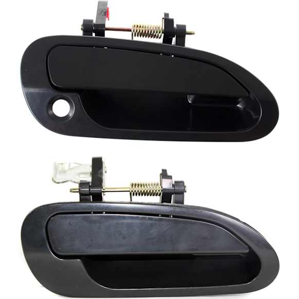 Front And Rear, Passenger Side Smooth Black Exterior Door Handle, Front Passenger Side - With Key Hole; Rear Passenger Side - Without Key Hole, Sedan