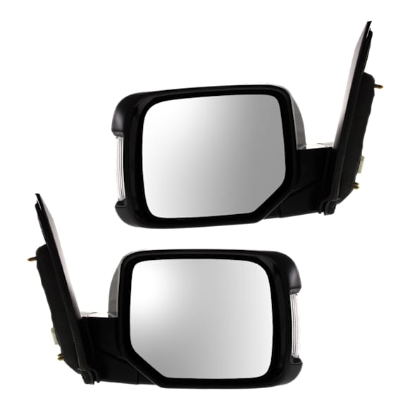 Driver and Passenger Side Mirrors, Power Adjust, Manual Folding, Heated, Paintable, In-housing Signal Light, With memory, No Puddle Light, No Auto-Dimming, No Blind Spot Feature