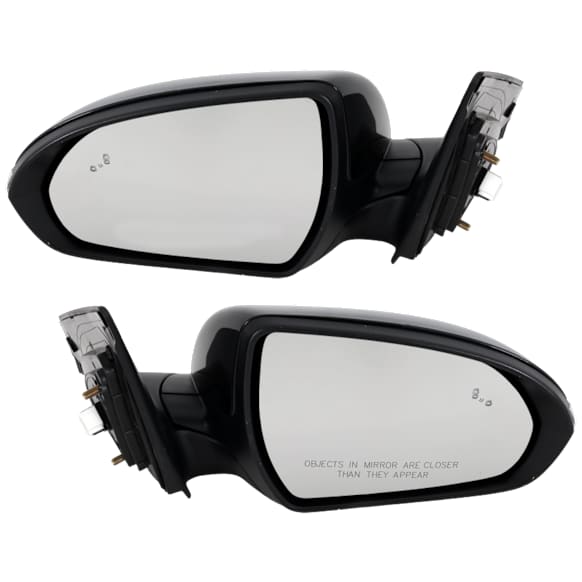 Driver and Passenger Side Mirror, Power Adjust, Heated, Manual Folding, Paintable, In-housing Signal Light, No Memory, No Puddle Light, No Auto-Dim, With Blind Spot Detection in Glass