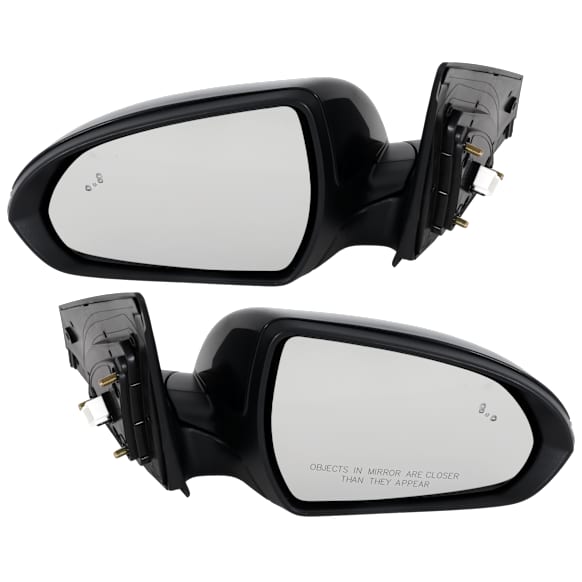 Driver and Passenger Side Mirror, Power Adjust, Heated, Manual Folding, Paintable, In-housing Signal Light, With Memory, No Puddle Light, No Auto-Dim, With Blind Spot Detection in Glass