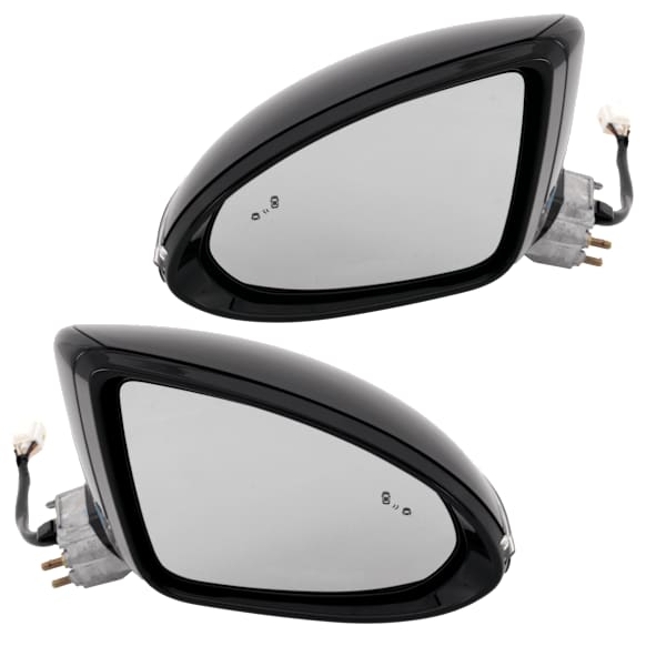 Driver and Passenger Side Mirror, Power Adjust, Heated, Manual Folding, Paintable, In-housing Signal Light, No Memory, No Puddle Light, No Auto-Dim, With Blind Spot Detection in Glass