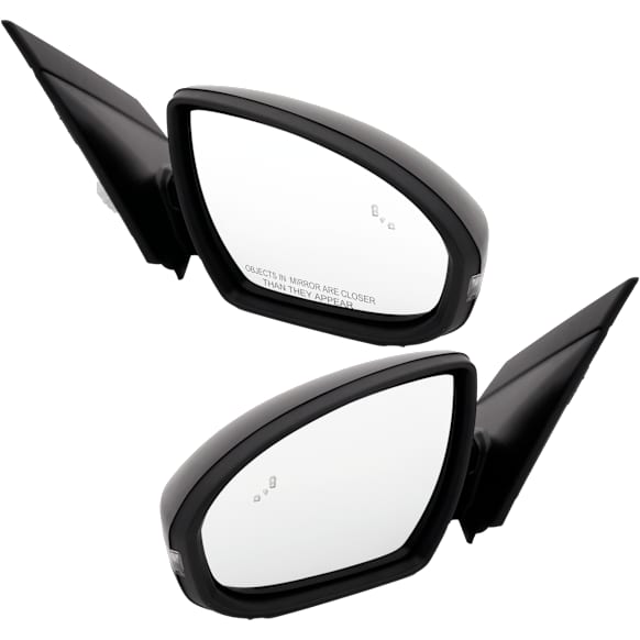 Driver and Passenger Side Mirror, Power Adjust, Heated, Manual Folding, Paintable, In-housing Signal Light, No Memory, No Puddle Light, No Auto-Dim, With Blind Spot Detection in Glass