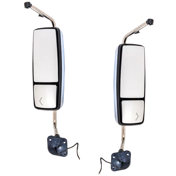 Driver and Passenger Side Mirror, Manual Adjust, Heated, Manual Folding, Chrome, In-glass Signal Light, No Memory, No Puddle Light, No Auto-Dim, No Blind Spot Feature