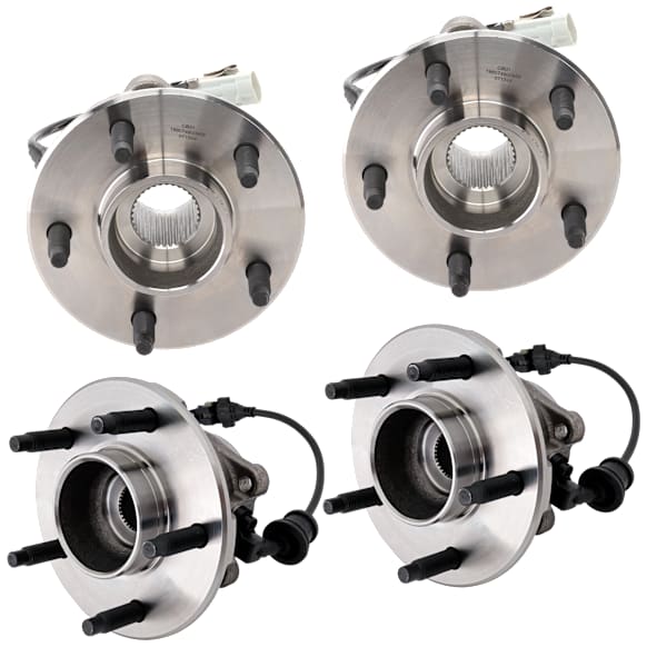 Front and Rear, Driver and Passenger Side Wheel Hub, 5 Lugs, With Bearing, With Sensor