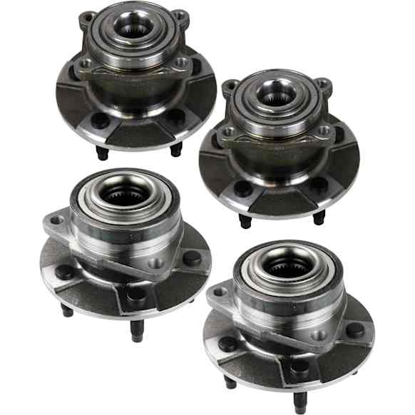 4-Wheel Set Front and Rear, Driver and Passenger Side Wheel Hubs, 5 Lugs, With Bearing, 5 x 4.53 in. Bolt Pattern