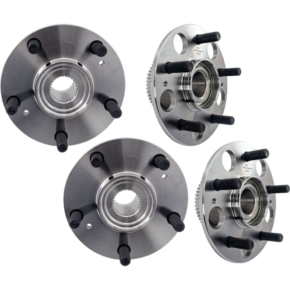 4-Wheel Set Front and Rear, Driver and Passenger Side Wheel Hubs, Front - Without Bearing; Rear - With Bearing