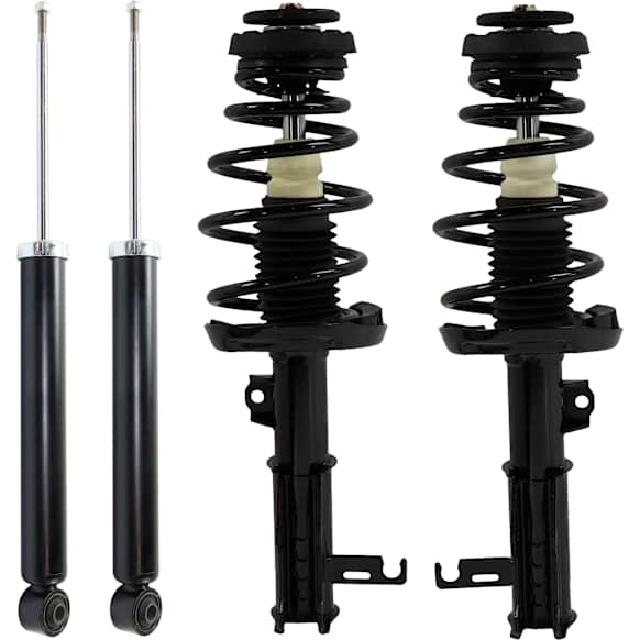 Front and Rear, Driver and Passenger Side Shock and Fully Loaded Strut, FWD, Except Electronic Suspension
