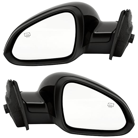 Driver and Passenger Side Mirror, Power Adjust, Heated, Manual Folding, Paintable, In-housing Signal Light, With Memory, No Puddle Light, No Auto-Dim, No Blind Spot Feature