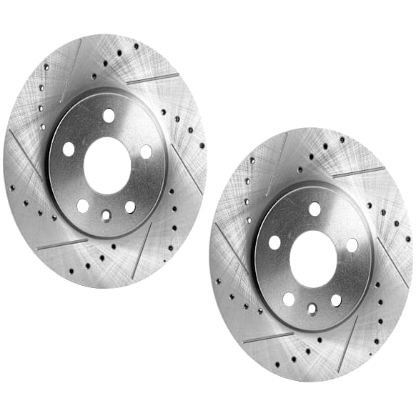 2022-2023 Chevrolet Bolt EUV - Front Brake Disc, Natural Finish, Cross-drilled and Slotted, Vented, 5 Lugs, 276 mm