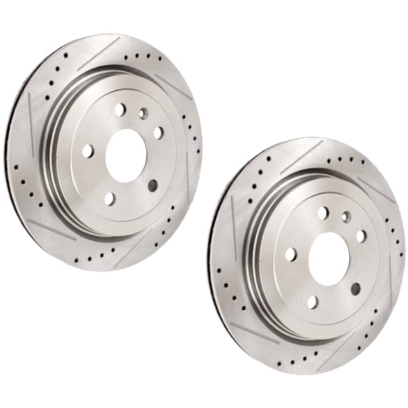 Rear Brake Discs, Cross-drilled and Slotted, Vented, 5 Lugs, For Models With 315mm Rear Disc, Base Brakes