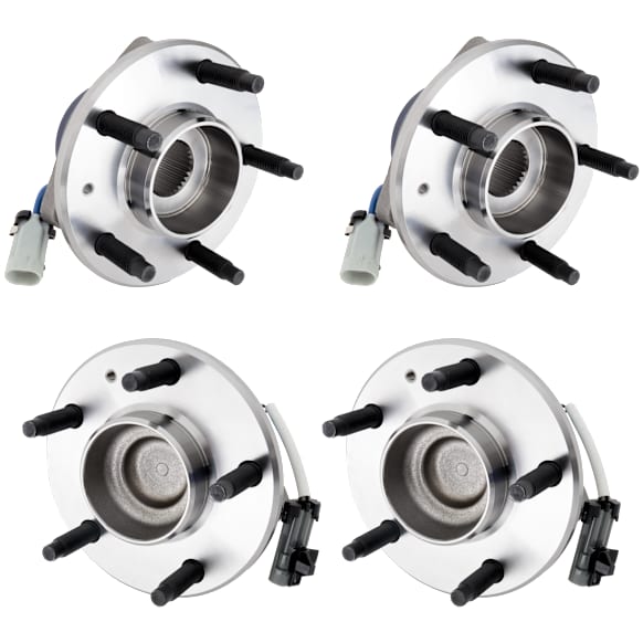 Front and Rear, Driver and Passenger Side Wheel Hub, 5 Lugs, With Bearing, With Sensor
