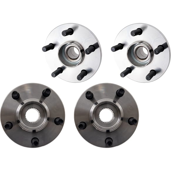 4-Wheel Set Front and Rear, Driver and Passenger Side Wheel Hubs, Front - Without Bearing; Rear - With Bearing