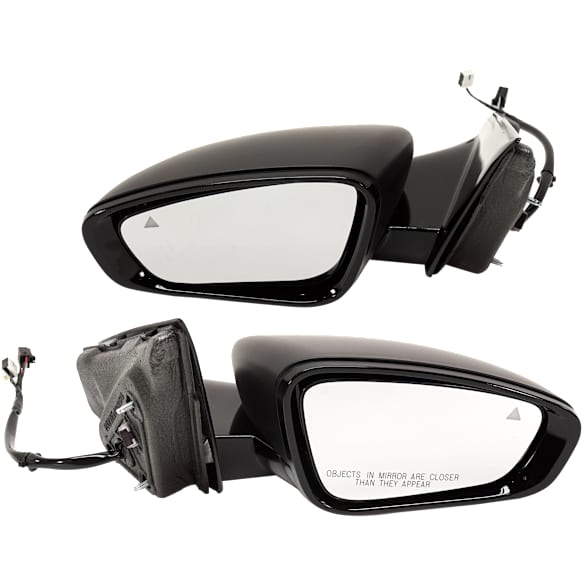 Driver and Passenger Side Mirror, Power Adjust, Heated, Manual Folding, Paintable, In-housing Signal Light, No Memory, No Puddle Light, No Auto-Dim, With Blind Spot Detection in Glass