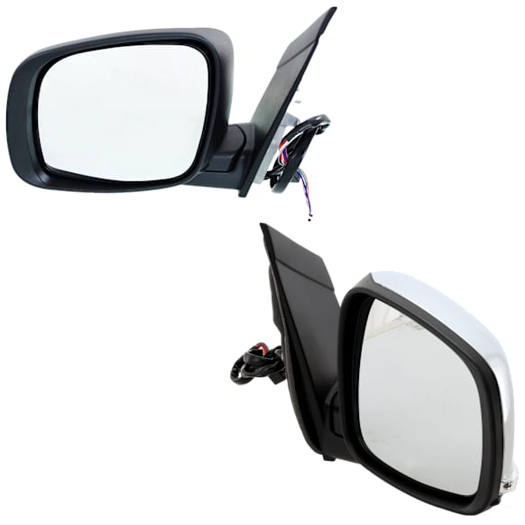 Driver and Passenger Side Mirror, Power Adjust, Heated, Manual Folding, Chrome, In-housing Signal Light, Driver Side - No Memory; Passenger Side - With Memory, No Puddle Light, No Auto-Dim