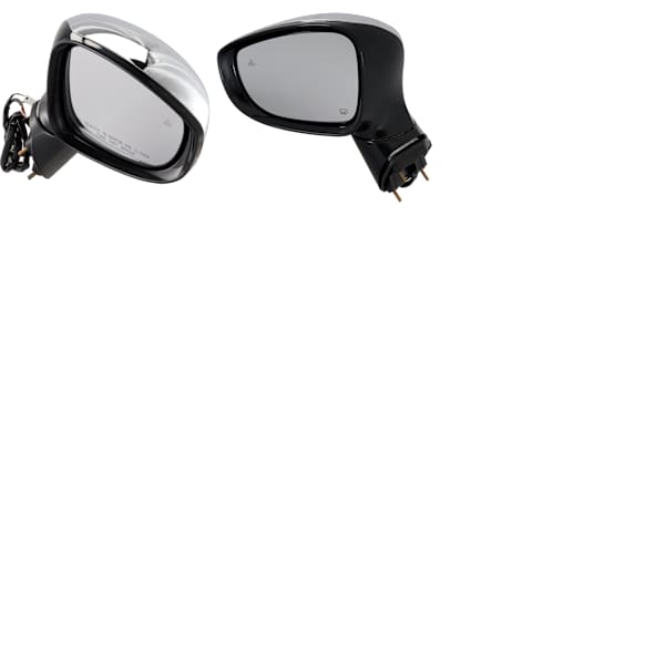 Driver and Passenger Side Mirror, Power Adjust, Heated, Manual Folding, Paintable, In-housing Signal Light, No Memory, No Puddle Light, No Auto-Dim, With Blind Spot Detection in Glass