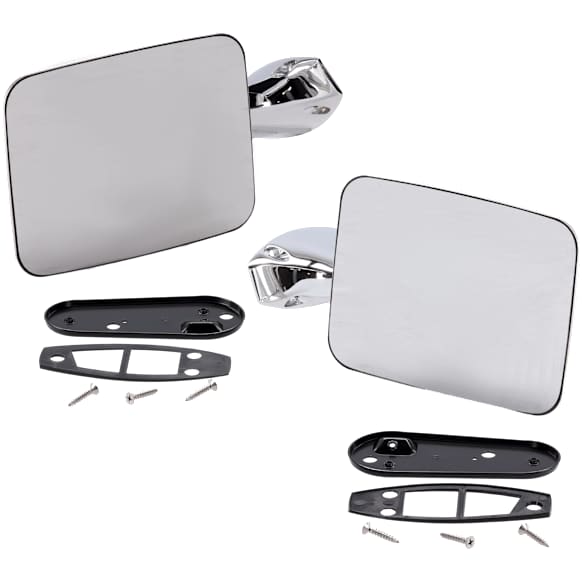Driver and Passenger Side Mirror, Manual Adjust, Chrome, Door Panel Mount