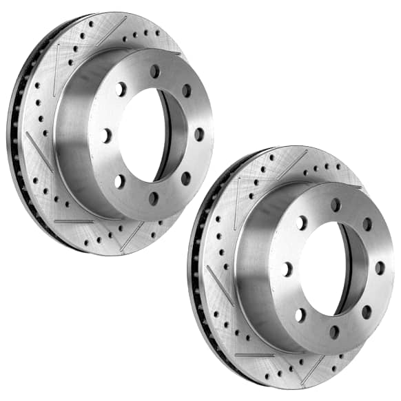 Front Brake Discs, Cross-drilled and Slotted, Vented, 8 Lugs