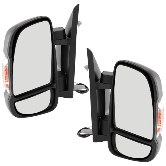 2014-2021 Ram ProMaster 2500 - Driver and Passenger Side Non-Towing Mirrors, Manual Adjust, Manual Folding, Non-Heated, Textured Black, In-housing Signal Light, No Memory, No Puddle Light, No Auto-Dimming