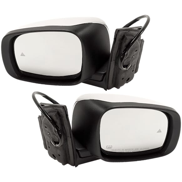 2012 Dodge Grand Caravan - Driver and Passenger Side Mirror, Power Adjust, Heated, Chrome, Manual Folding, In-housing Signal Light, With Blind Spot Detection in Glass, Driver Side - With Memory; Passenger Side - No Memory, No Puddle Light, No Auto-Dimming