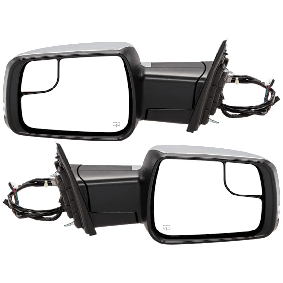 Driver and Passenger Side Mirror, Power Adjust, Heated, Power Folding, Chrome, In-housing Signal Light, With Memory, With Puddle Light, No Auto-Dim, With Blind Spot Glass