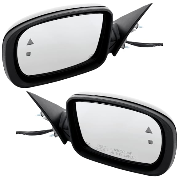 Driver and Passenger Side Mirror, Power Adjust, Heated, Manual Folding, Paintable, No Signal Light, With Memory, With Puddle Light, No Auto-Dim, With Blind Spot Detection in Glass