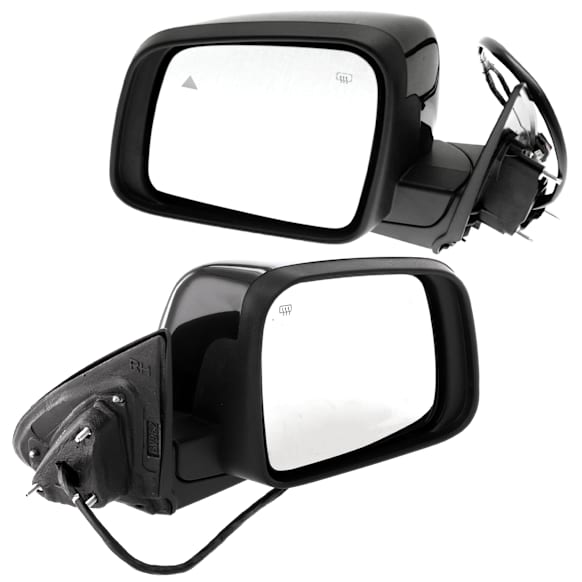 Driver and Passenger Side Mirrors, Power Adjust, Heated, Paintable, Manual Folding, With BSD, Signal Light and Memory, No Puddle Light and Auto-Dimming