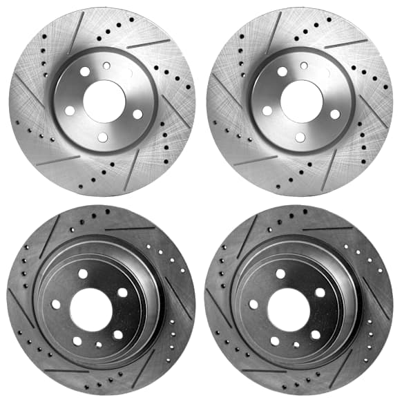 2018 Ford Fusion - Front and Rear Brake Disc, Natural Finish, Cross-drilled and Slotted, 5 Lugs, Front-300 mm/Rear-302.01 mm, 2.0L 4Cyl