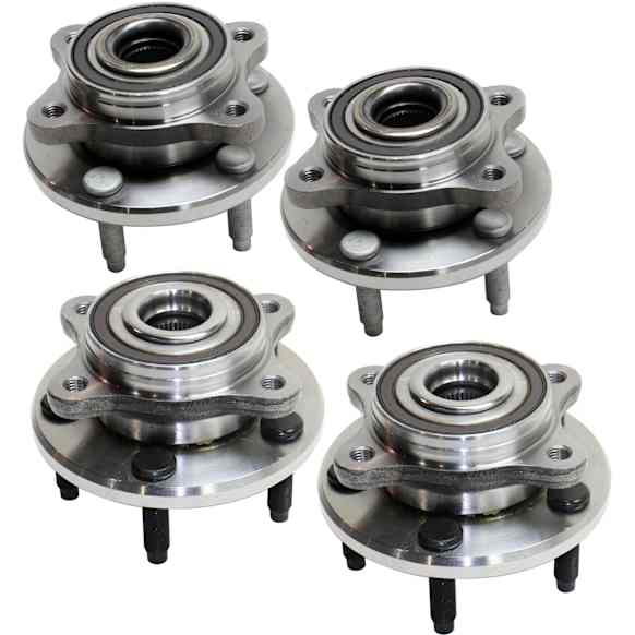 Front and Rear, Driver and Passenger Side Wheel Hub, 5 Lugs, With Bearing, FWD